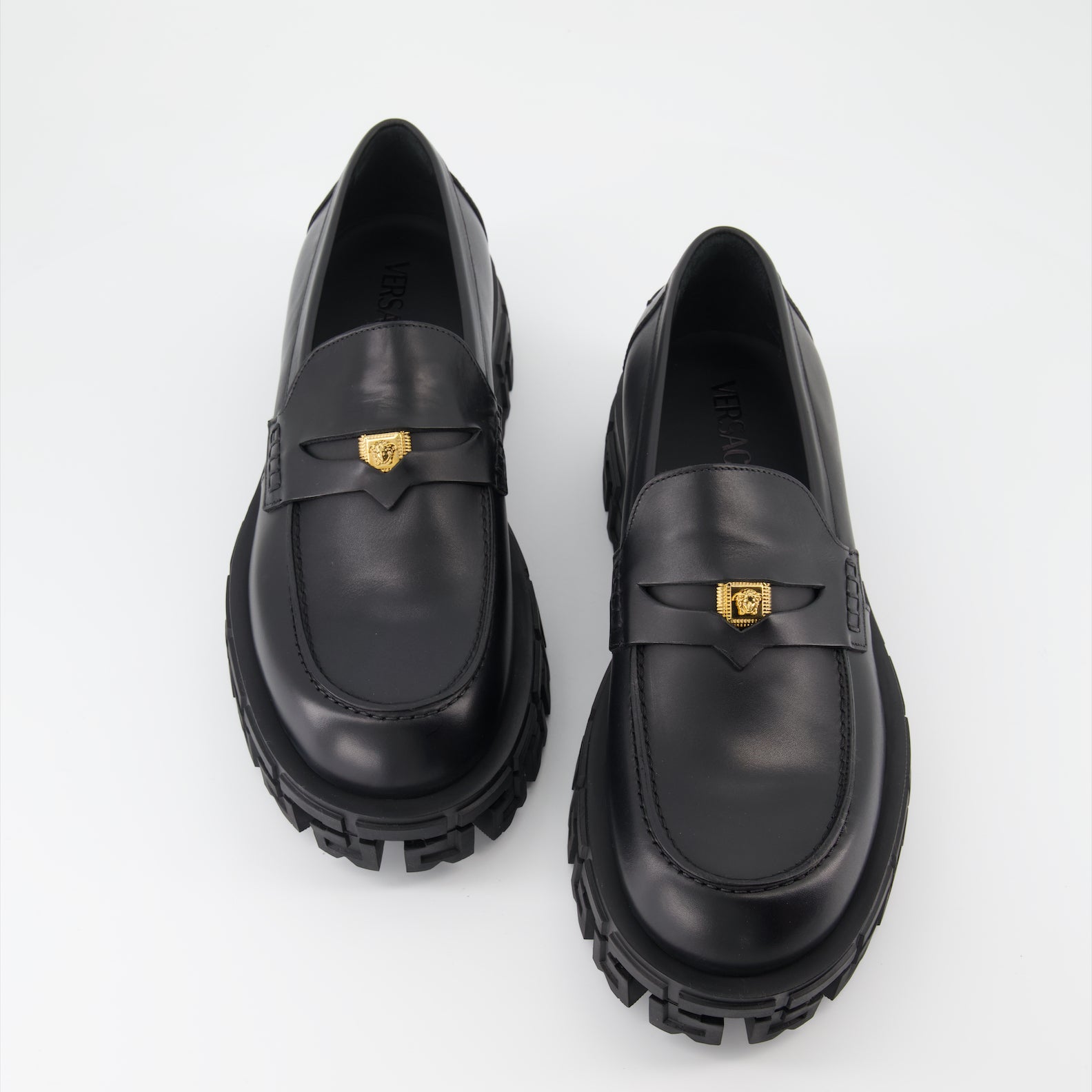 Loafers Greca Portico Loafers Versace Black Man