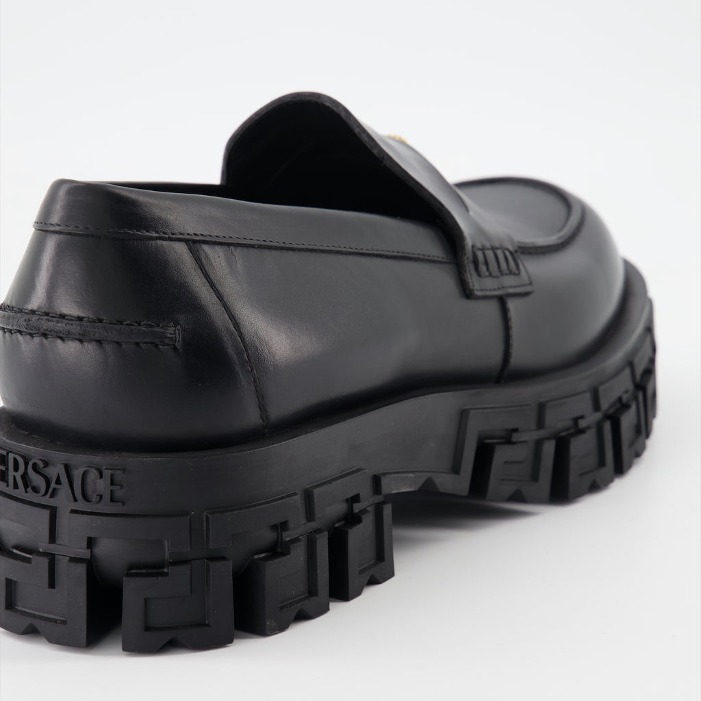 Loafers Greca Portico Loafers Versace Black Man