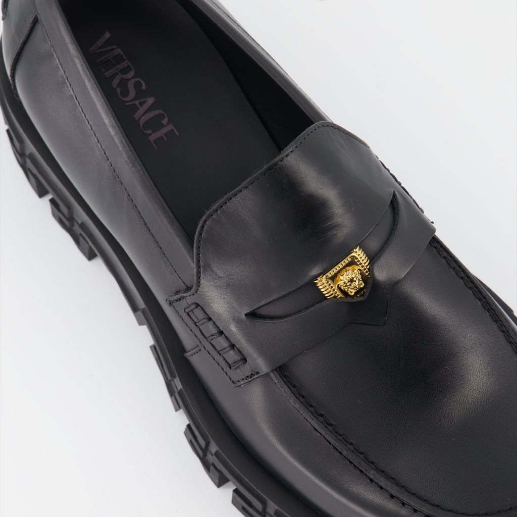 Loafers Greca Portico Loafers Versace Black Man