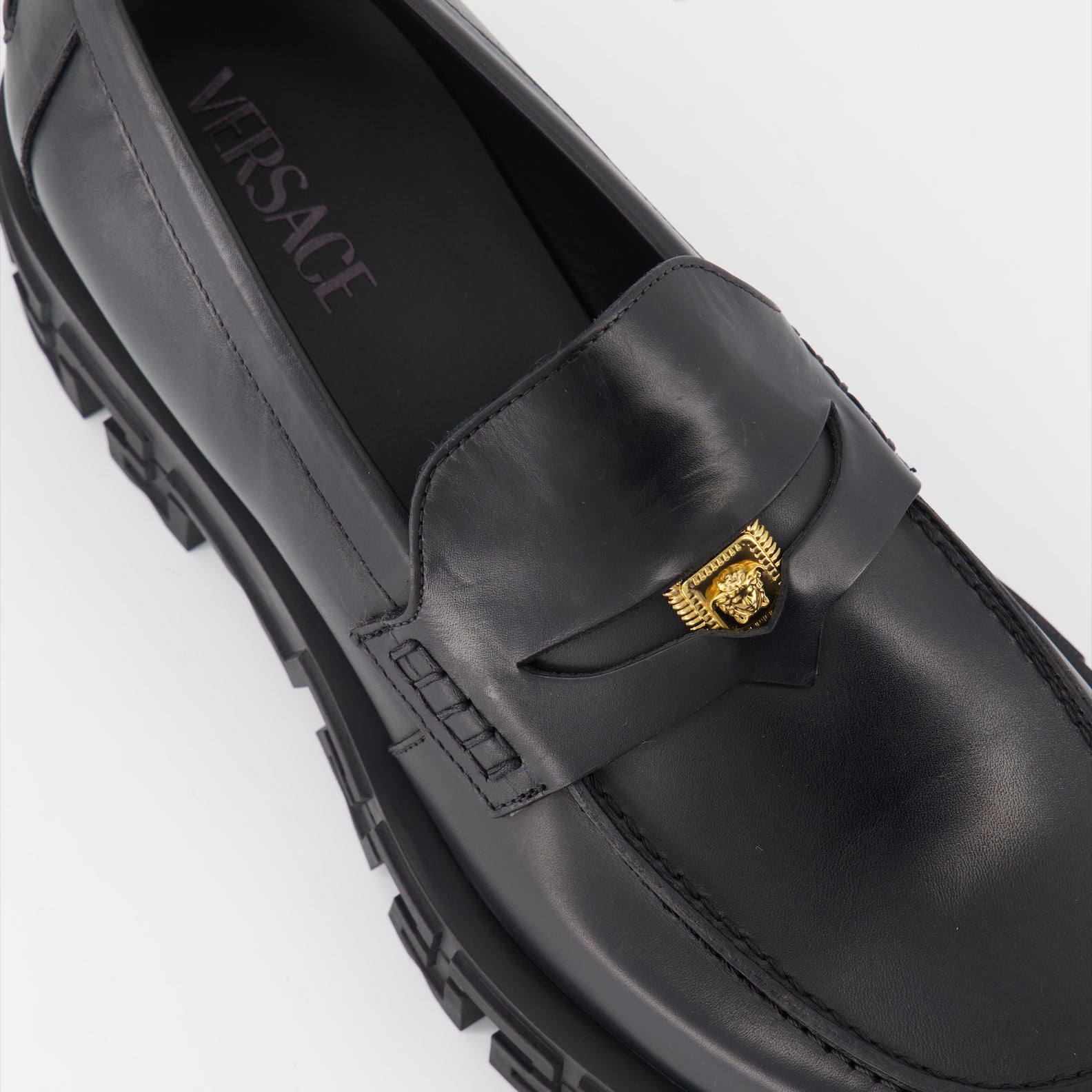 Loafers Greca Portico Loafers Versace Black Man