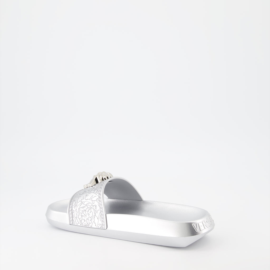 Offene schuhe Claquettes La Medusa Versace Silber Femme