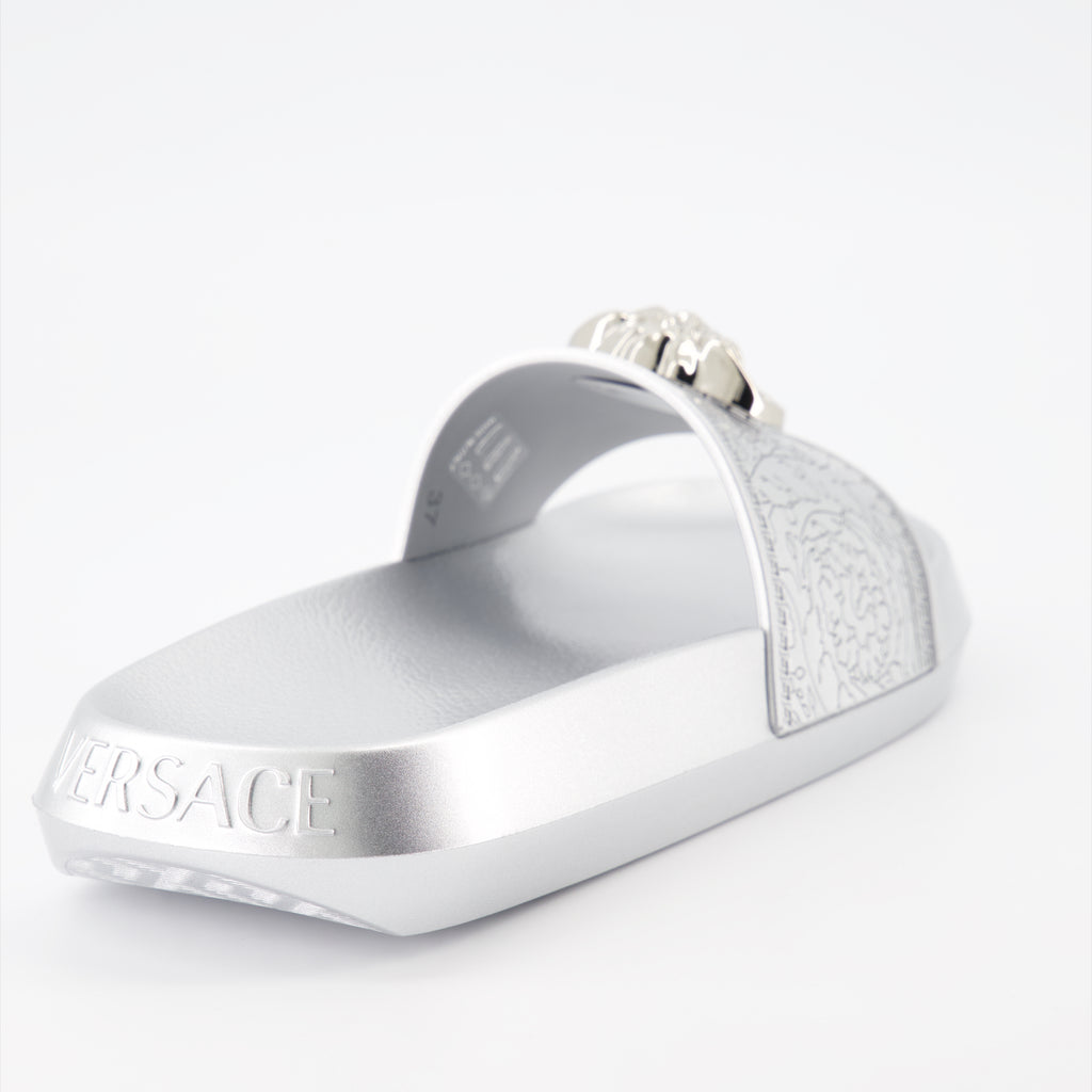 Offene schuhe Claquettes La Medusa Versace Silber Femme