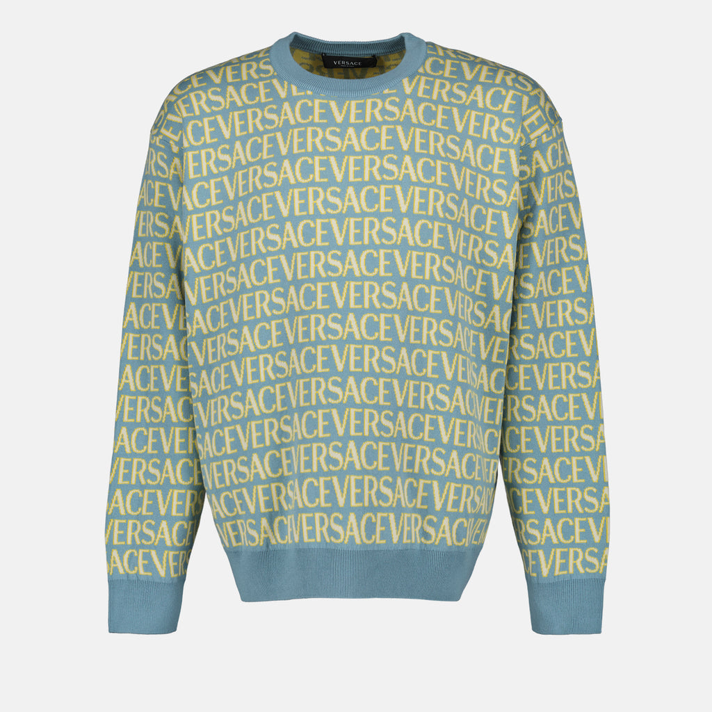 Knitwear Versace Allover Sweater Versace Blue Man