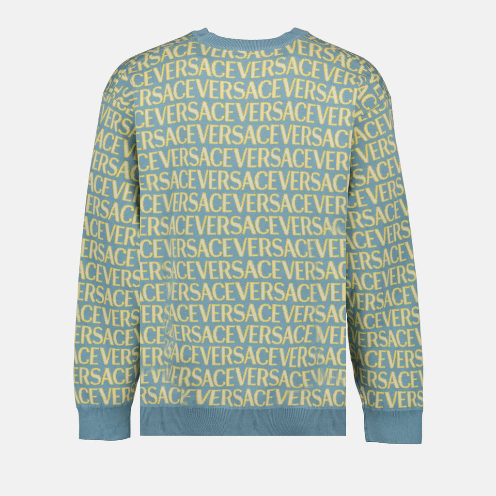 Knitwear Versace Allover Sweater Versace Blue Man