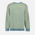 Knitwear Versace Allover Sweater Versace Blue Man