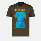 Tシャツ プリントTシャツ Versace カーキ 男