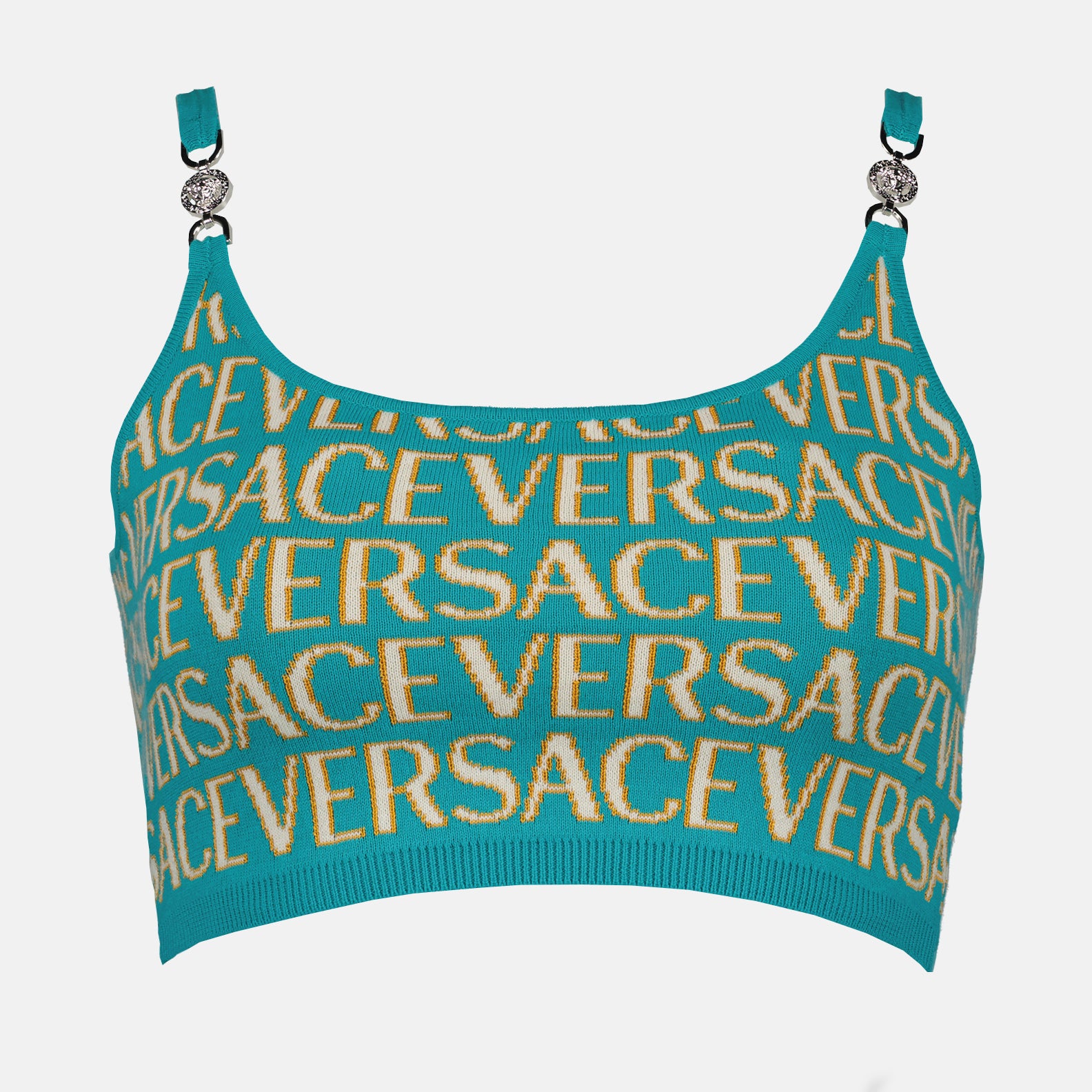 Tops Versace Allover mesh crop top Versace Blue Women