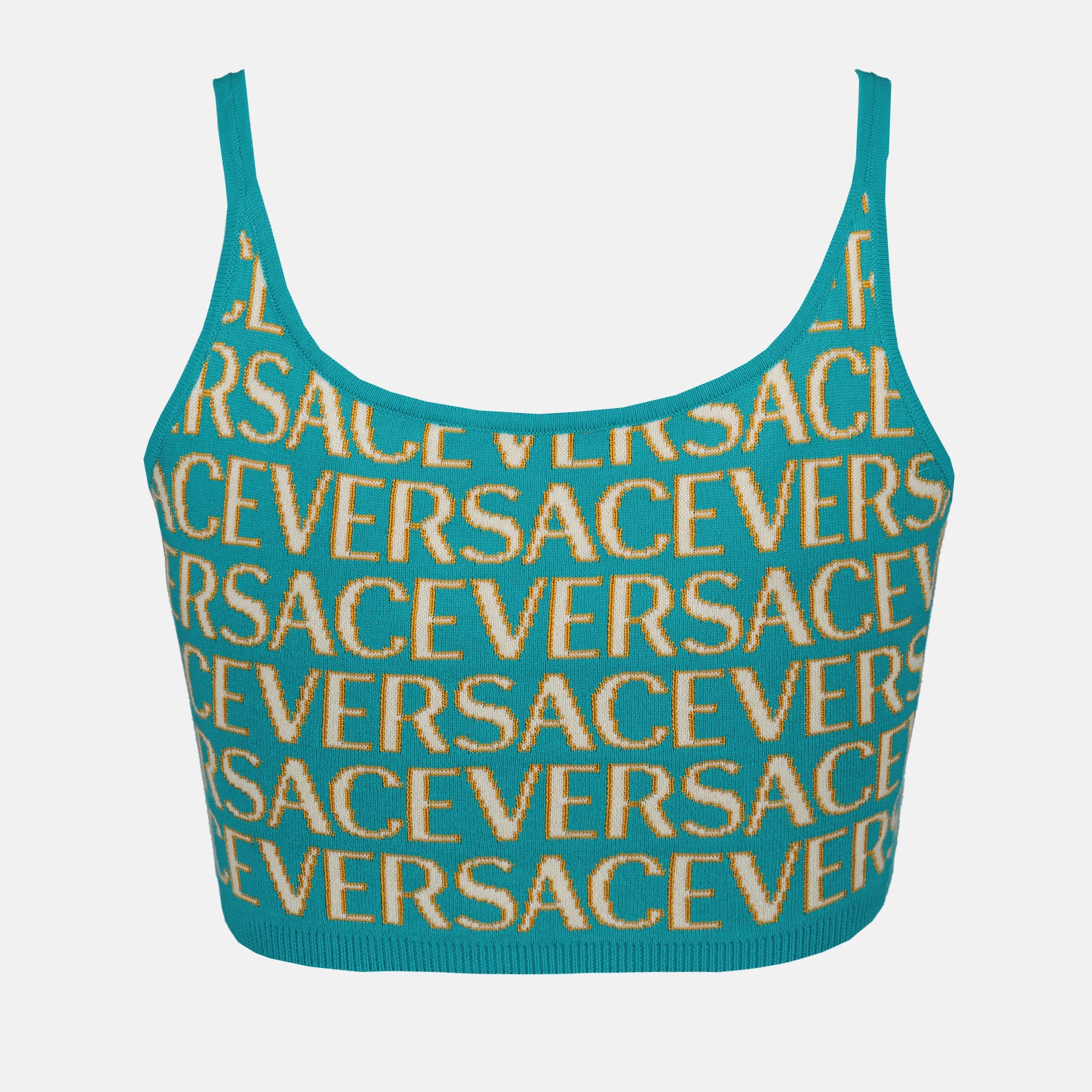 Tops Versace Allover mesh crop top Versace Blue Women