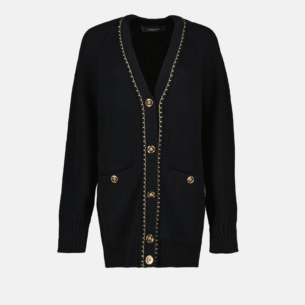 Malhas Cardigan long Medusa Versace Preto Femme