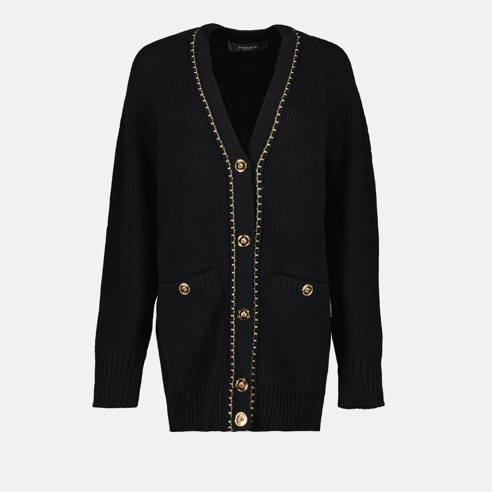 Malhas Cardigan long Medusa Versace Preto Femme
