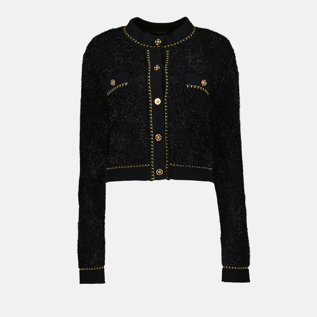 Malhas Cardigan Medusa en tweed Versace Preto Femme