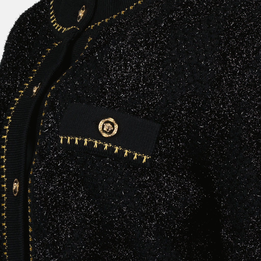 Malhas Cardigan Medusa en tweed Versace Preto Femme