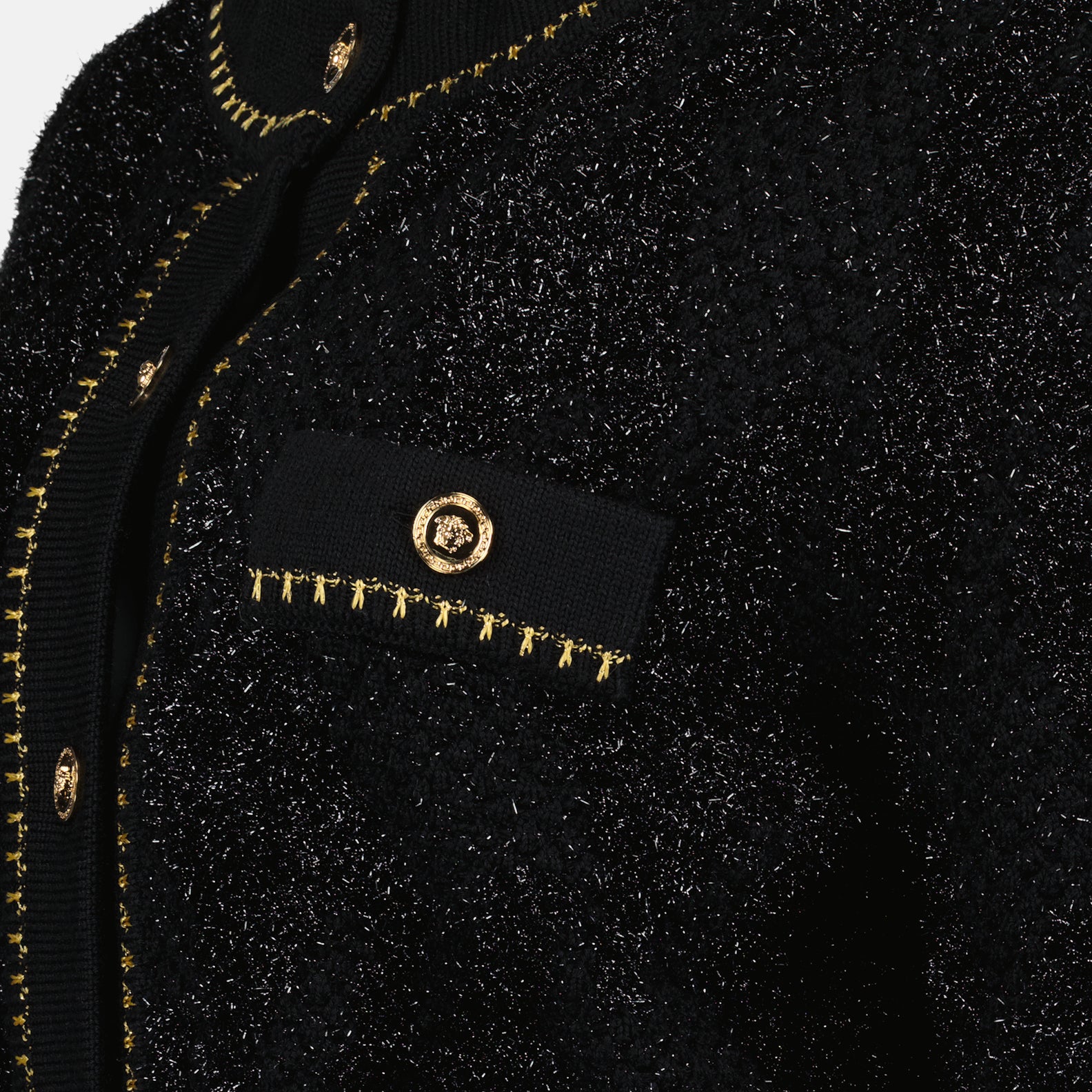 Malhas Cardigan Medusa en tweed Versace Preto Femme