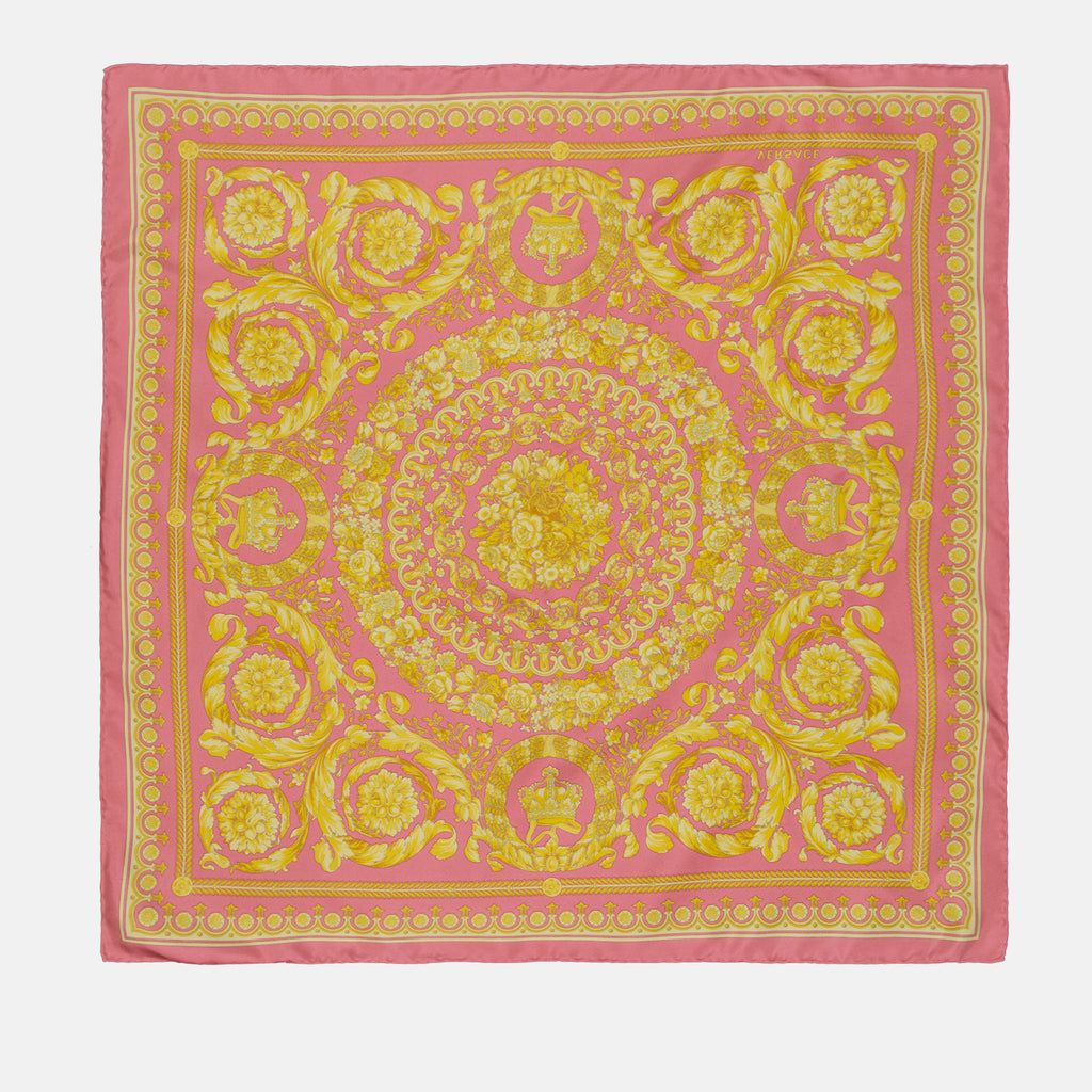 Lenços e luvas Carré de soie Barocco Versace Rosa Femme