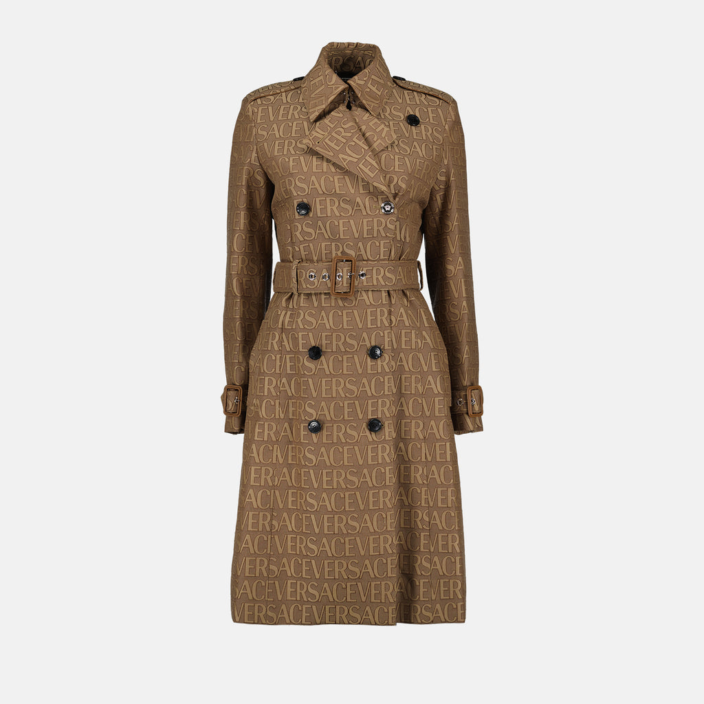 Coats Monogram trench coat Versace Brown Women