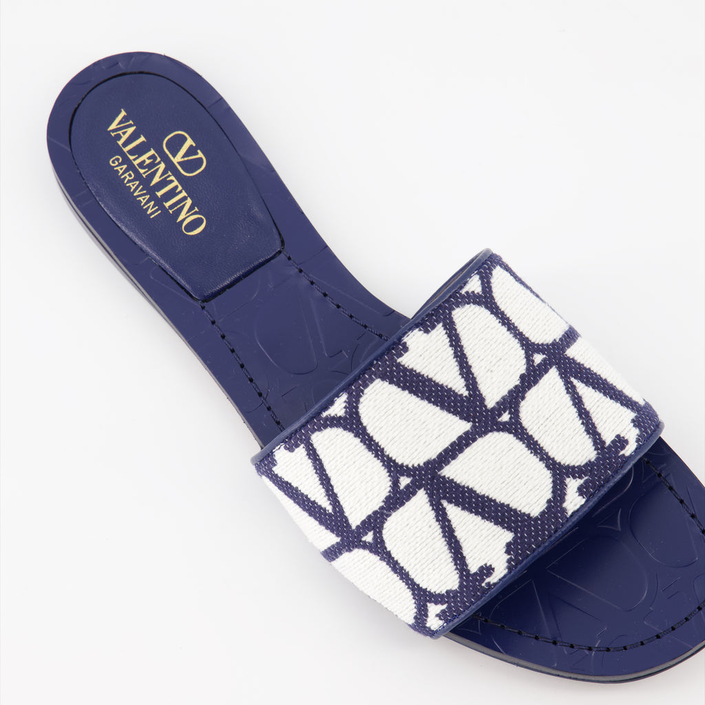 Chaussures ouvertes Claquettes VLogo Valentino Garavani Bleu Femme