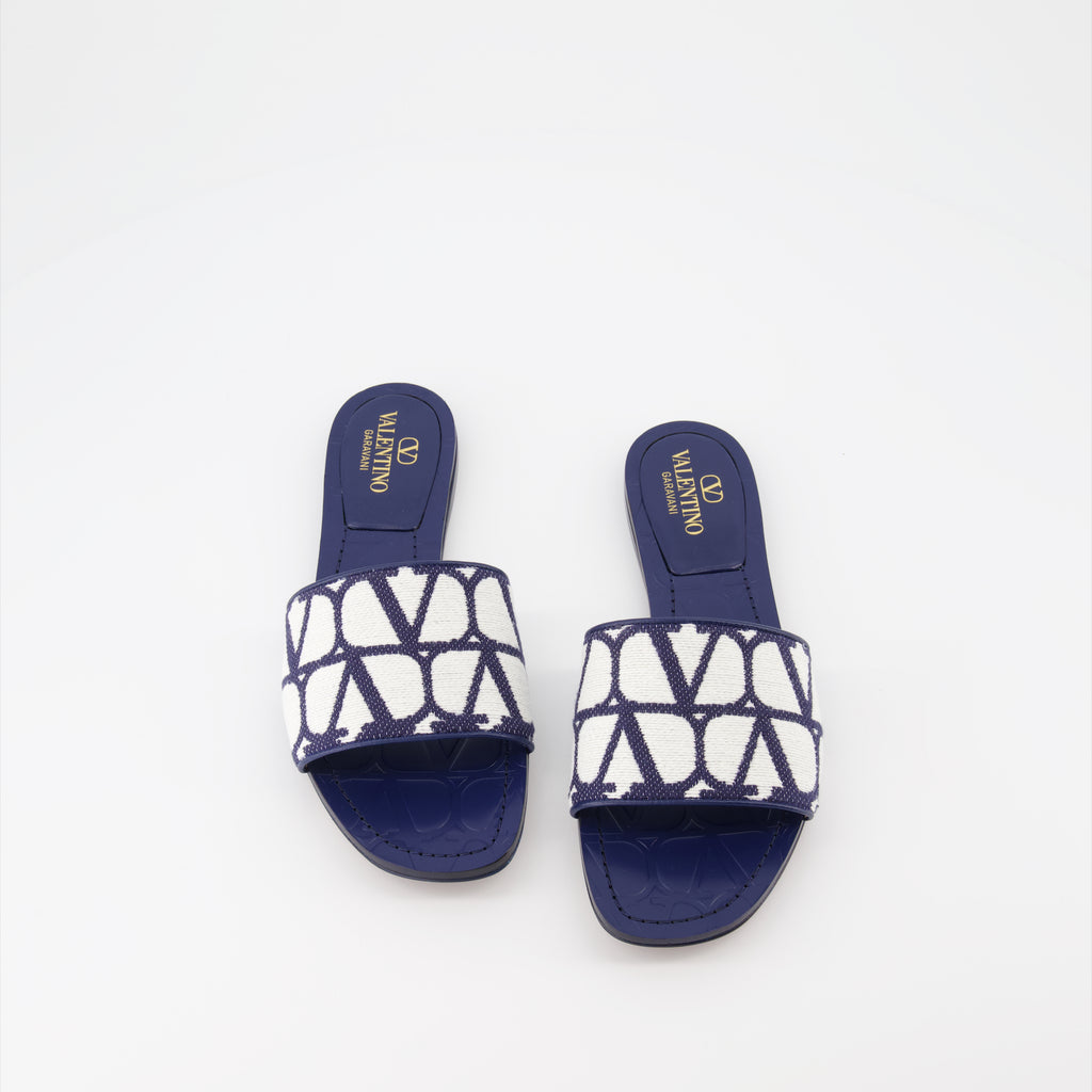 Chaussures ouvertes Claquettes VLogo Valentino Garavani Bleu Femme