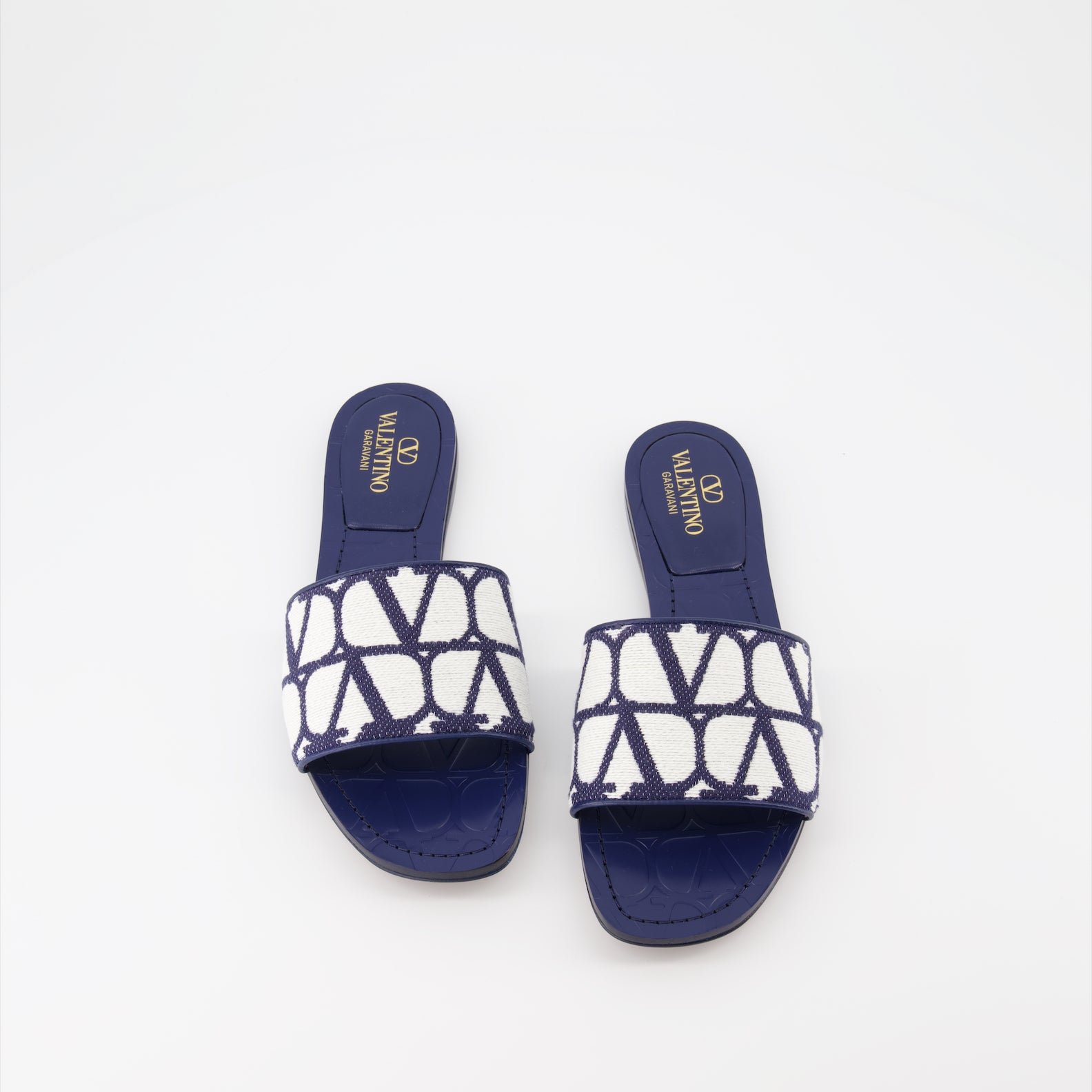 Chaussures ouvertes Claquettes VLogo Valentino Garavani Bleu Femme