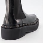 Botins Bottines Rockstud M-Way Valentino Garavani Preto Femme