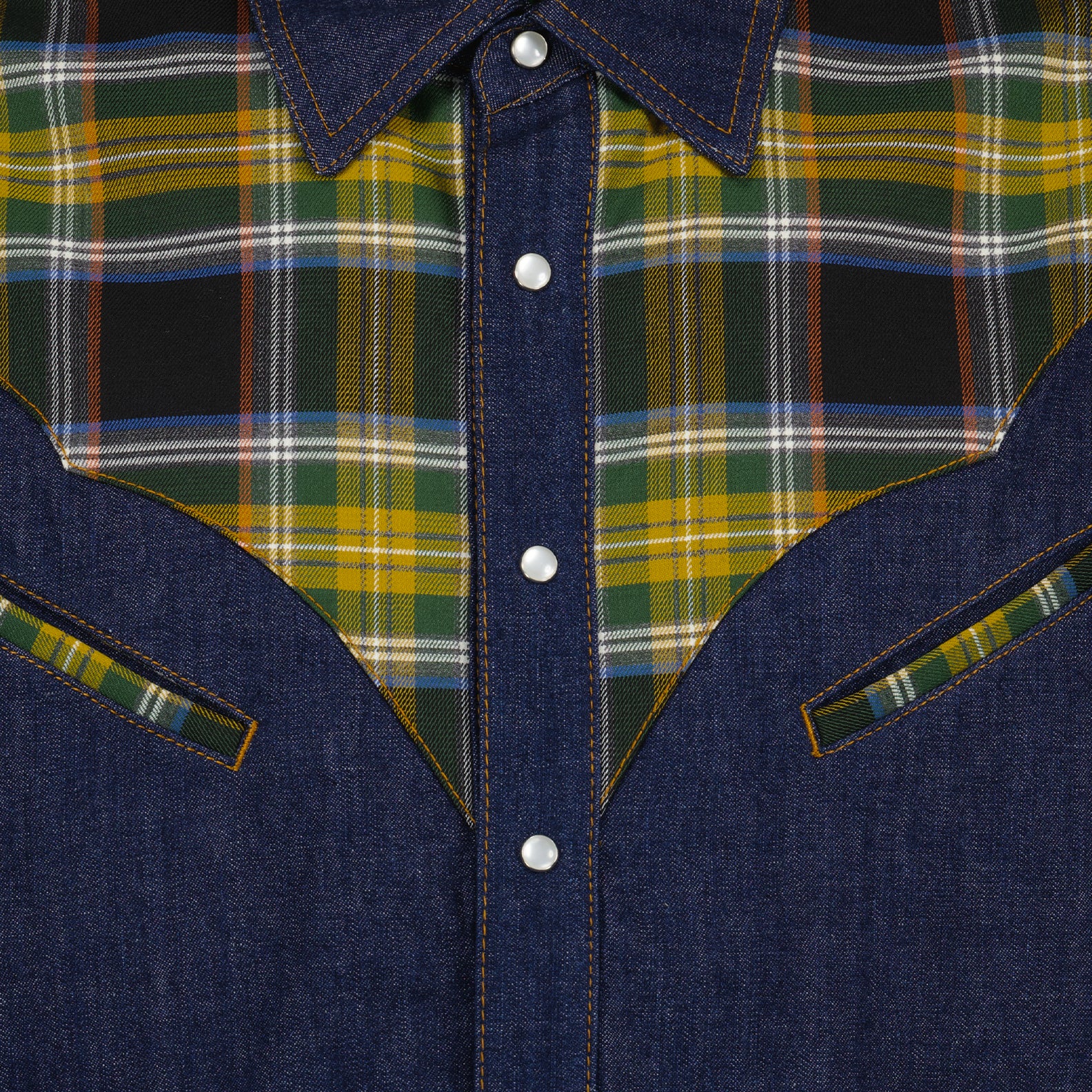 シャツ チェックデニムシャツ Kenzo 青 男