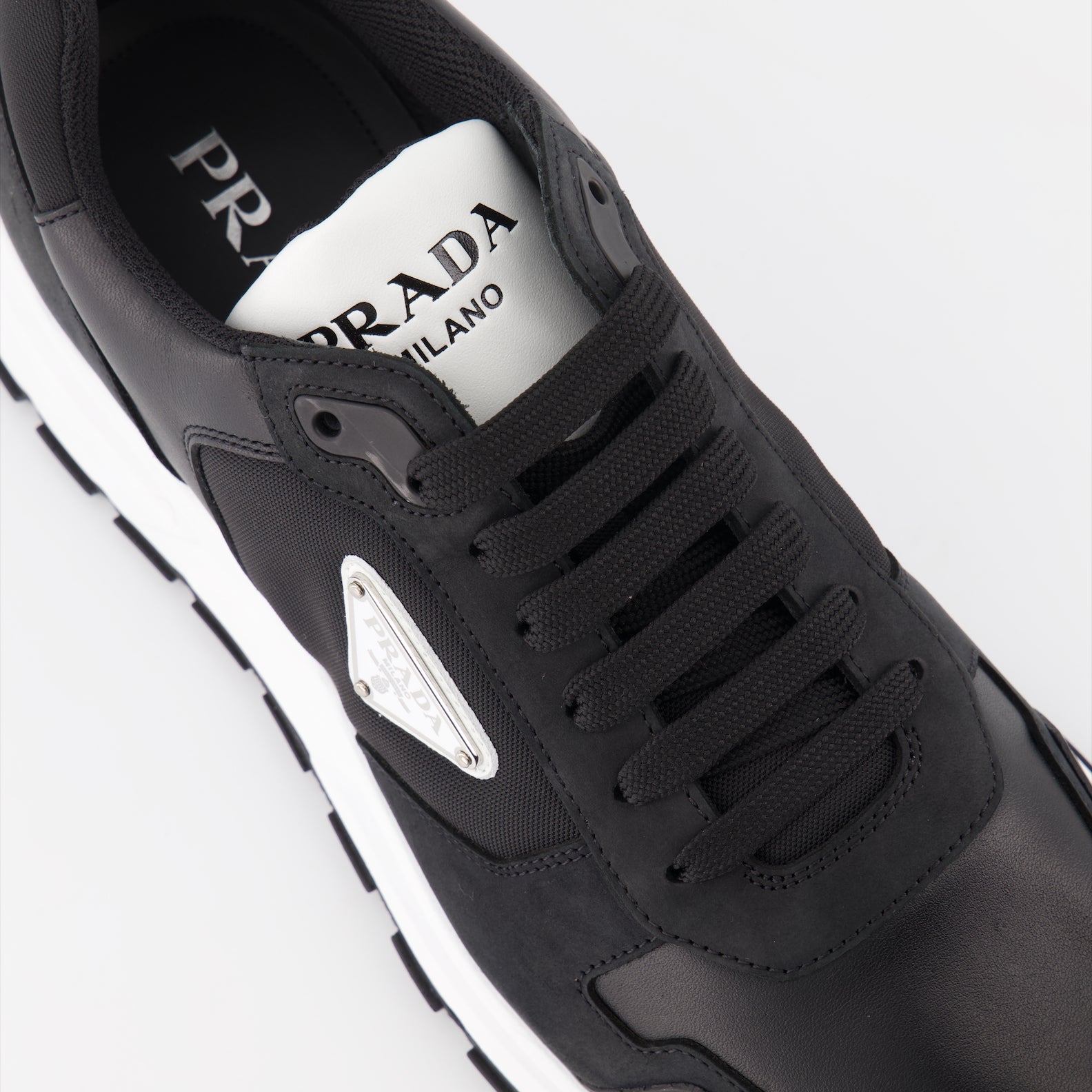 Sneakers Leather and Re-Nylon Sneakers Prada Black Man
