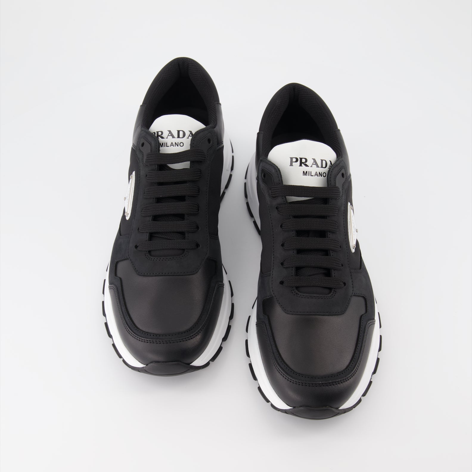Sneakers Leather and Re-Nylon Sneakers Prada Black Man