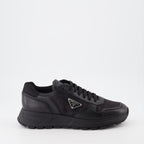 Sneaker Baskets en cuir et Re-Nylon Prada Negro Homme