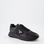 Sneaker Baskets en cuir et Re-Nylon Prada Negro Homme