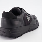 Sneaker Baskets en cuir et Re-Nylon Prada Negro Homme