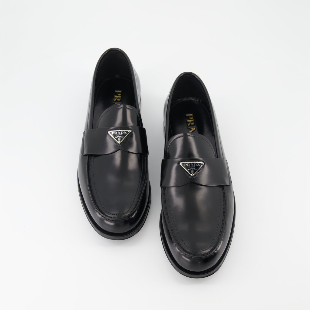 Loafer Mocassins en cuir verni Prada Schwarz Homme