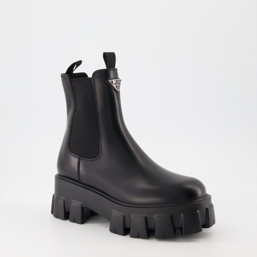 Stiefeletten Bottines Monolith Prada Schwarz Femme