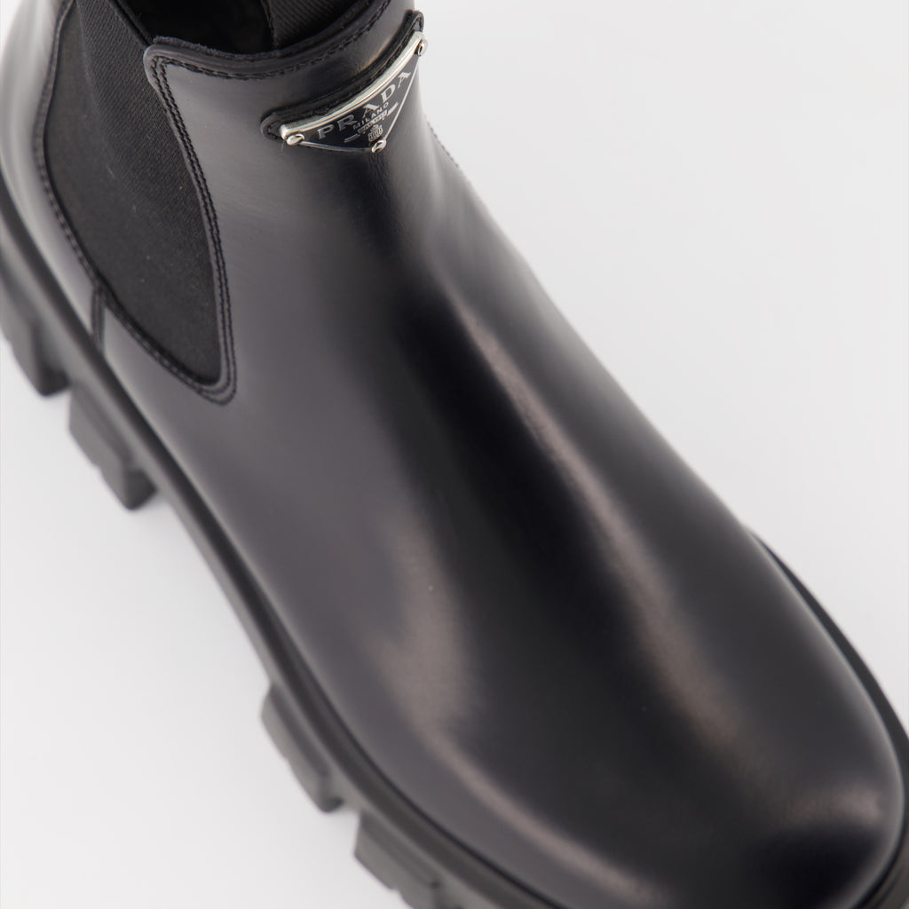 Stiefeletten Bottines Monolith Prada Schwarz Femme