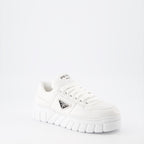 Sneaker Baskets en cuir nappa Prada Blanco Femme