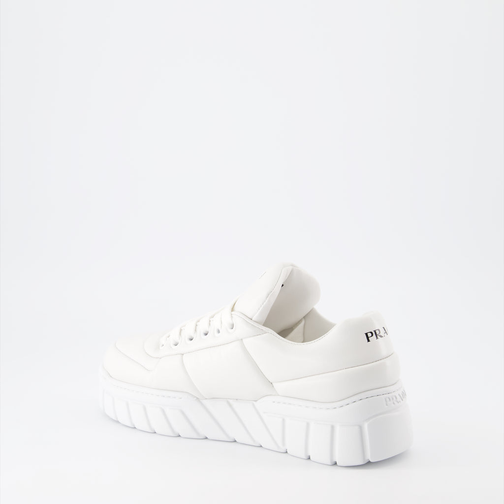Sneaker Baskets en cuir nappa Prada Blanco Femme