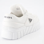 Sneaker Baskets en cuir nappa Prada Blanco Femme
