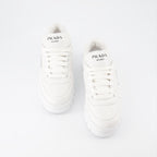 Sneaker Baskets en cuir nappa Prada Blanco Femme