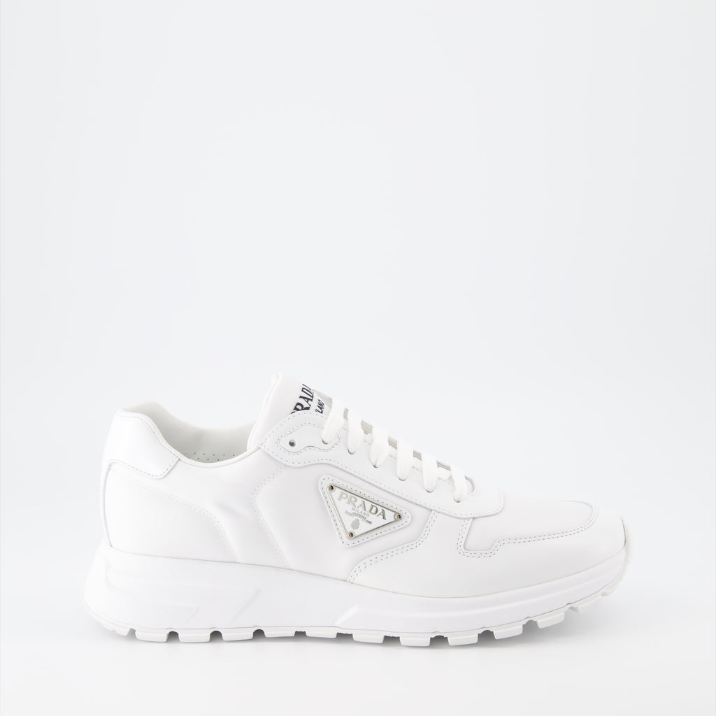 Tênis Baskets en gabardine Prada Branco Homme