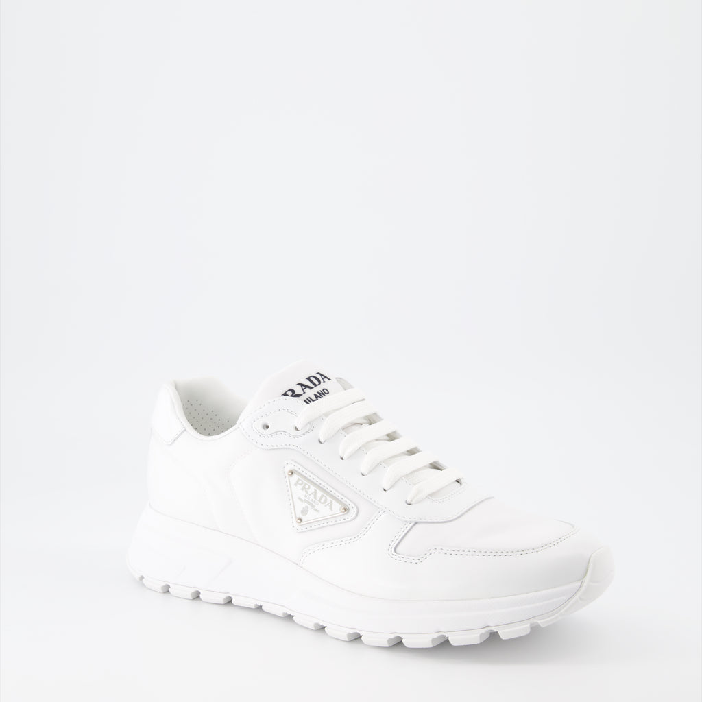 Tênis Baskets en gabardine Prada Branco Homme