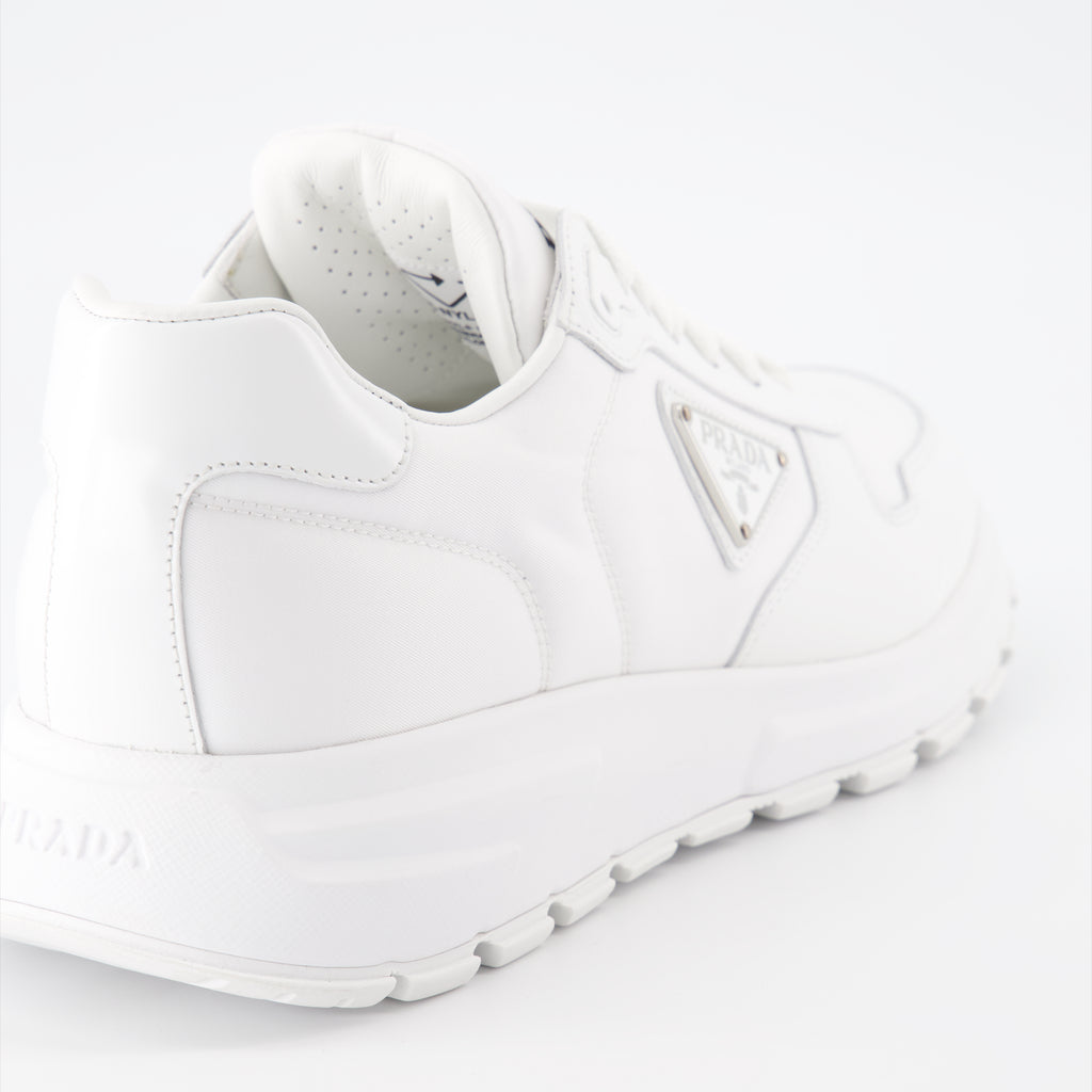 Tênis Baskets en gabardine Prada Branco Homme