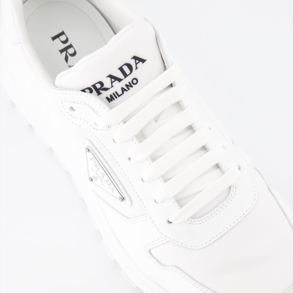 Tênis Baskets en gabardine Prada Branco Homme