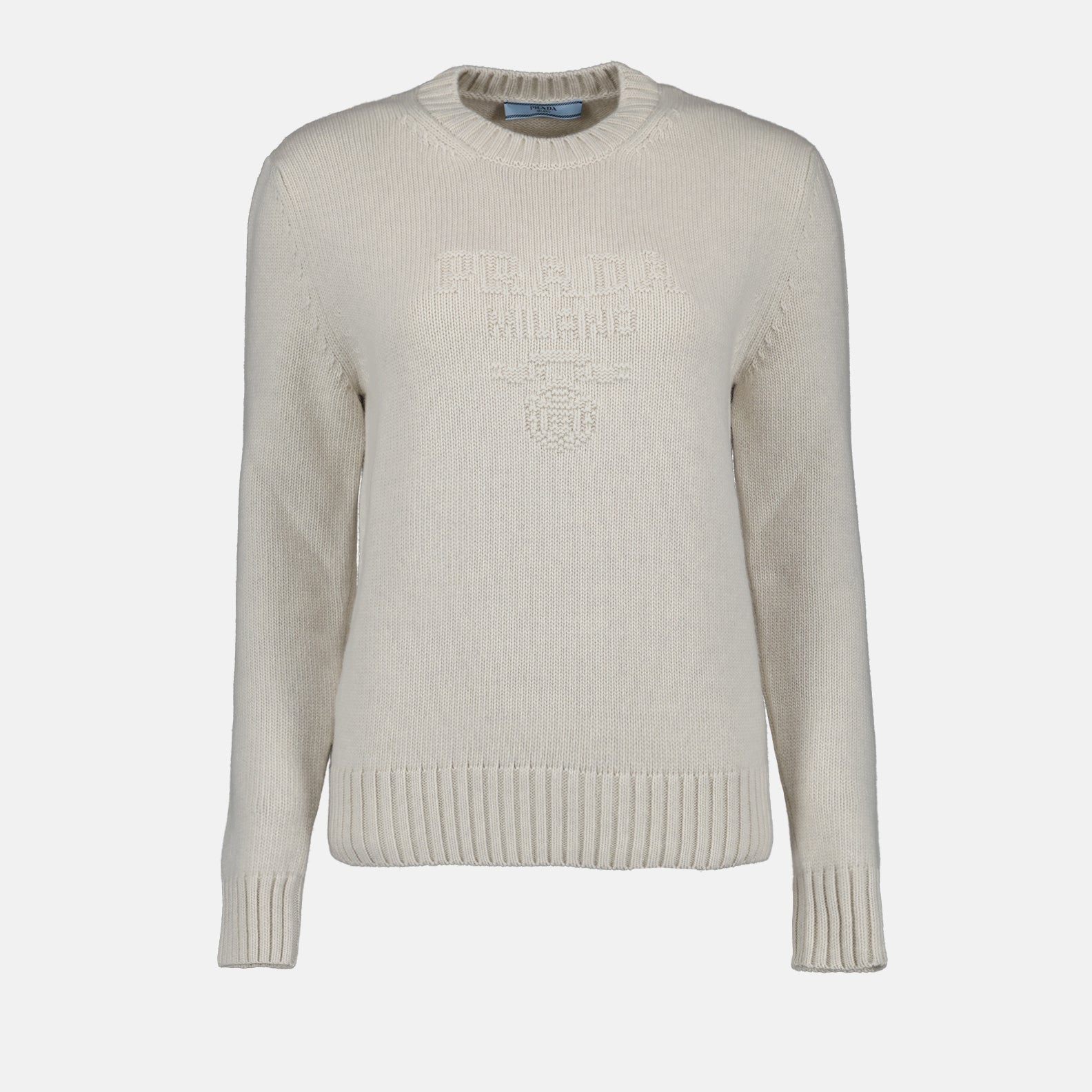 Maille Pull en maille brodé Prada Blanc Femme