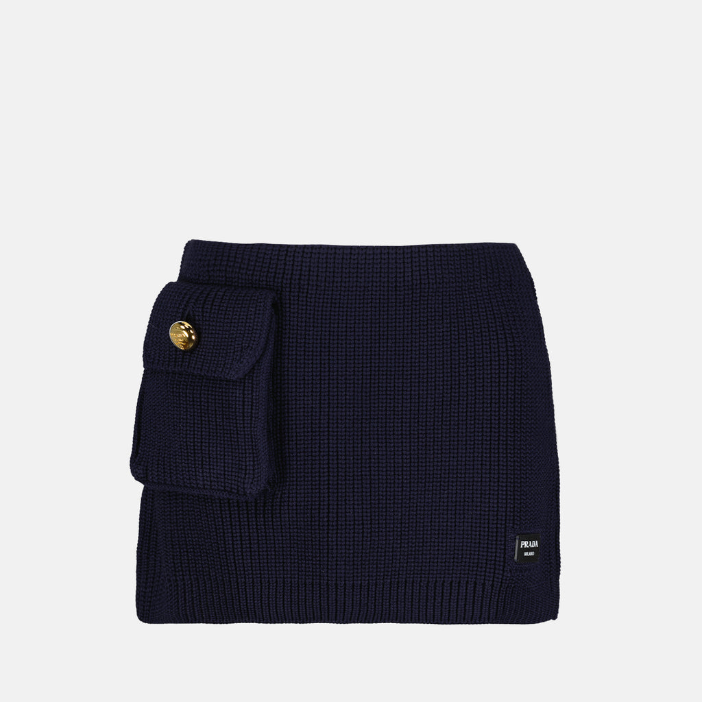 Röcke Jupe en laine Prada Dunkelblau Femme