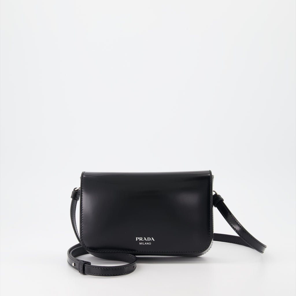 Crossbody bags Leather shoulder bag Prada Black Man