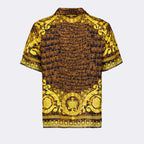 Chemises Chemise Baroccodile en soie Versace Marron Homme