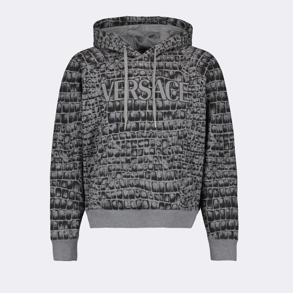 Sweatshirts Coccodrilo hoodie Versace Gray Man