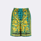 Shorts Short Baroccodile en soie Versace Bleu Homme