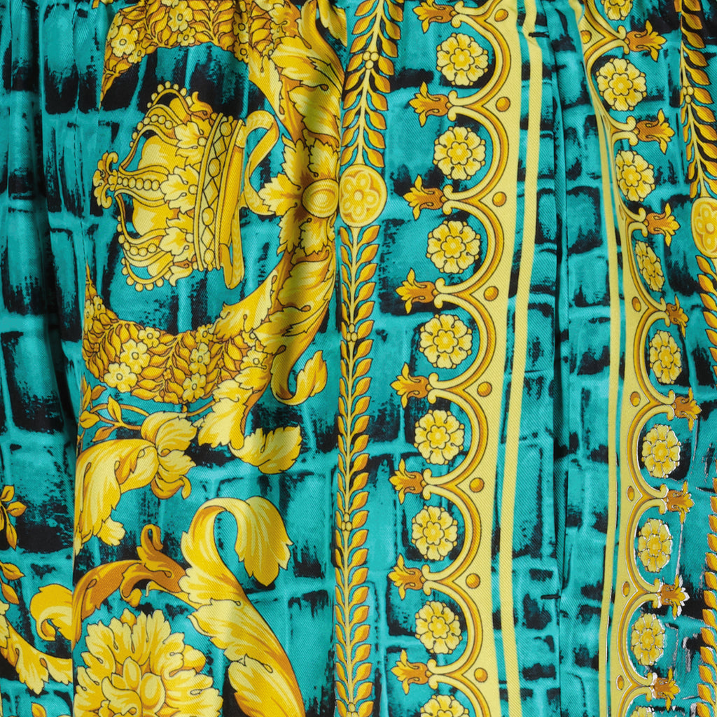 Shorts Short Baroccodile en soie Versace Bleu Homme