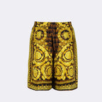 Shorts Short Baroccodile em Seda Versace Marrom Homme