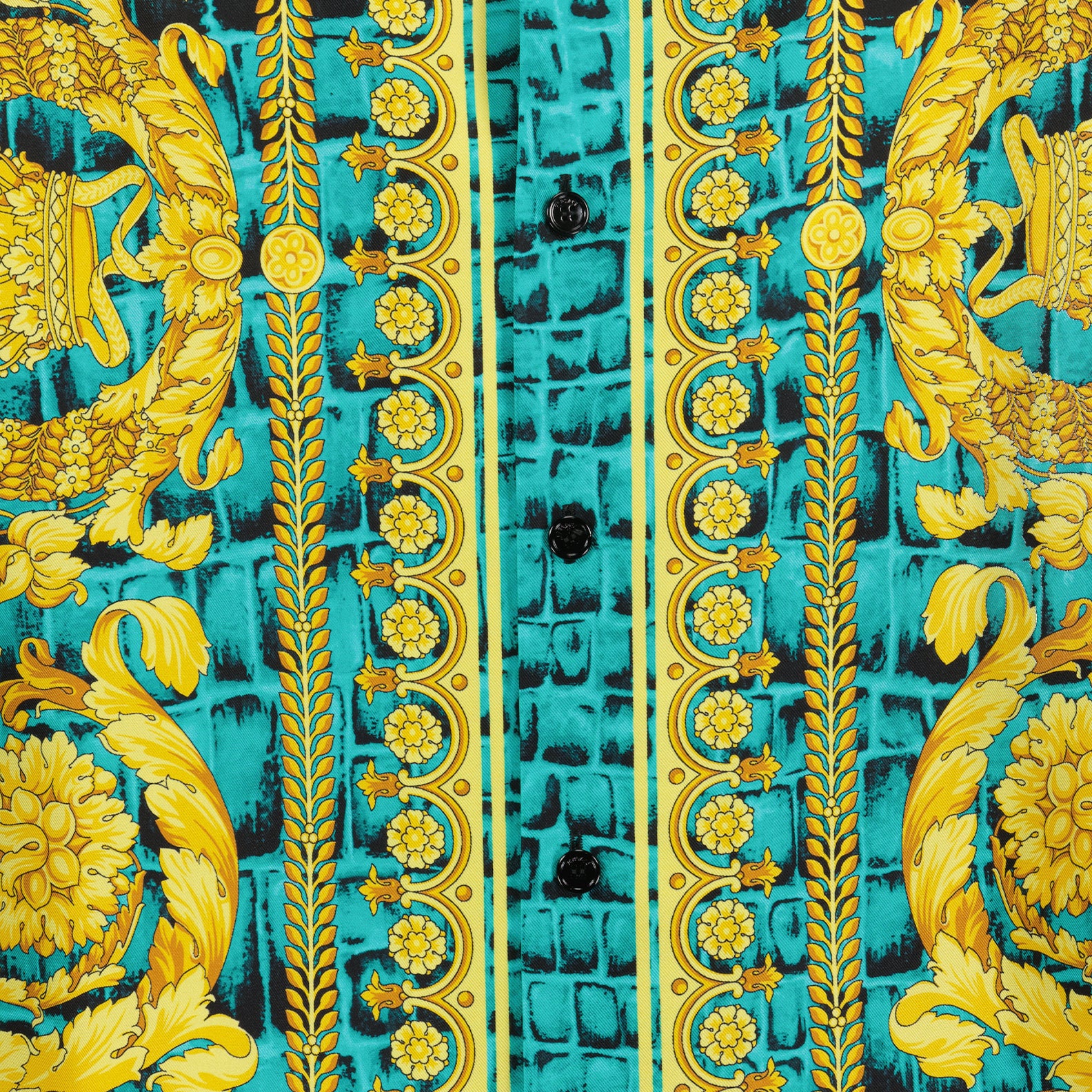 Chemises Chemise Baroccodile en soie Versace Bleu Homme