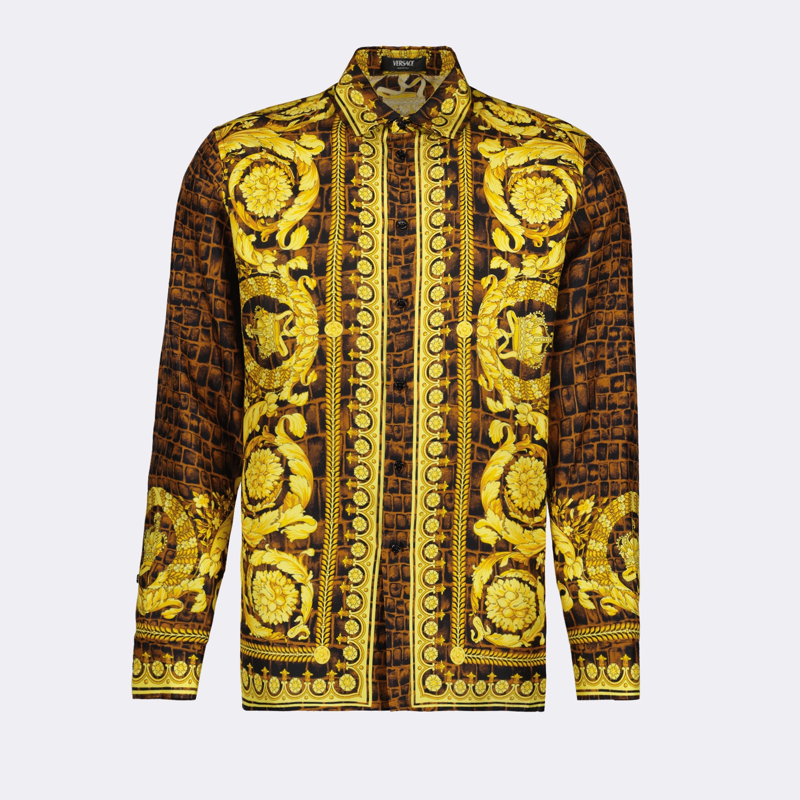 Camicie Chemise Baroccodile en soie Versace Marrone Homme